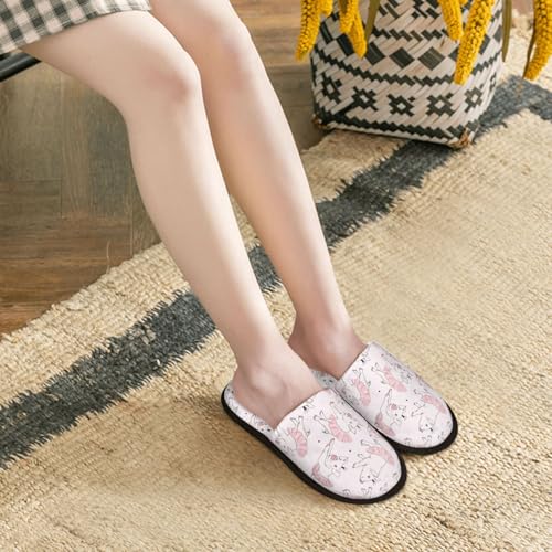 Cute Piggy Ballerina Print Women Slippers Home Furry Shoes Keep Men Couples Shoes Warm For Women- 6