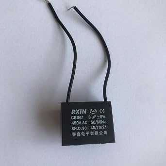 CompStudio 1PC 450V 3UF CBB61 Terminal Ceiling Fan Motor Running Rectangle Capacitor 2 Wires