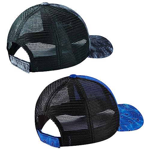 Image of BASSDASH 2 Pack Altimate Fishing Hunting Hat Mesh Back for Men Women Adjustable Baseball Trucker Cap Camo Blaze Orange