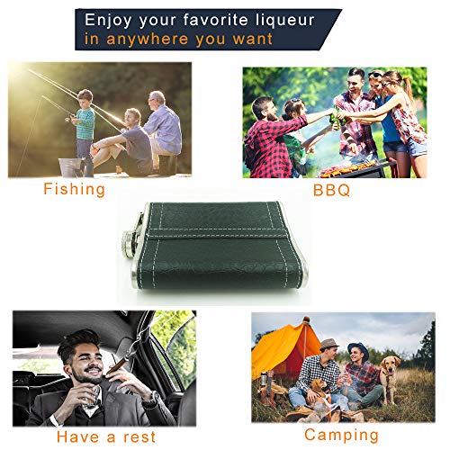 8oz Hip Flask with 1 Funnel, 2 Short Glass and Gift Box for Liquor - Premium 304 Stainless Steel - 100% Leak Proof Hip Flask for Women and Men - Father\'s Day, Valentines Day, Birthday, Christmas - Thumbnail 2