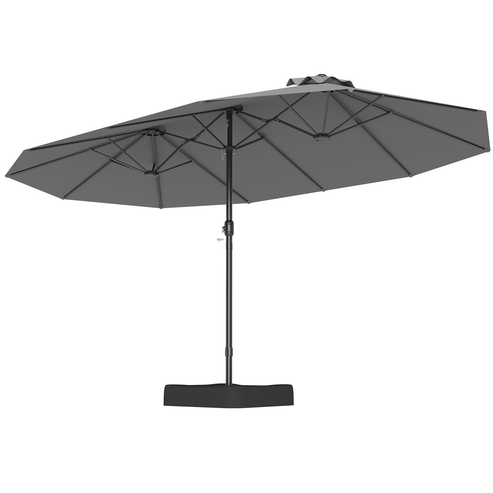 FANTASK Double Parasol, 443 x 263 cm, Rectangular Parasol with Stand & Crank, UPF 50+, Large Garden Umbrella XXL, Market Umbrella, Patio Umbrella for Garden, Patio & Pool (Anthracite)
