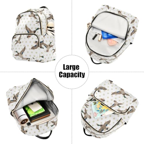 Image of ALAZA Mallard Polka Dot Pattern Small Backpack Purse for Women Travel Bag Fashion Daypack Back Pack Shoulder Bag