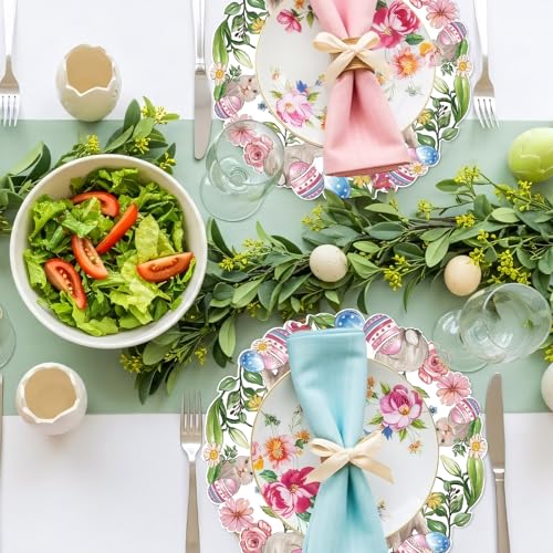 Sets de table ronds en papier Pâques | Décoration table de fête printemps