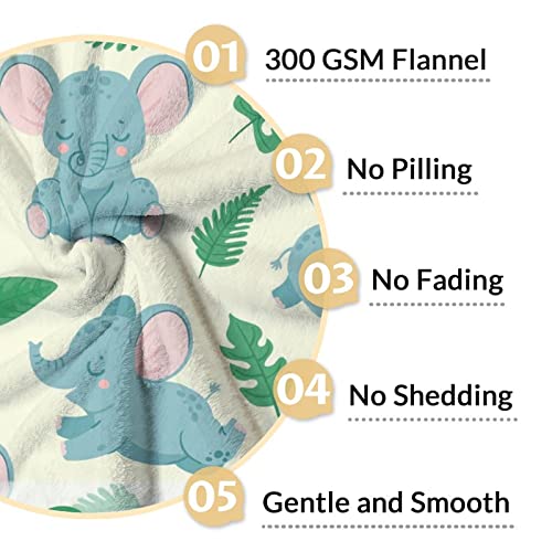Personalized Elephant Blanket Gifts with Name - 40"x50" Cute Throw for Women Girls - Green Soft Fuzzy Blankets for Bed, Couch & Living Room