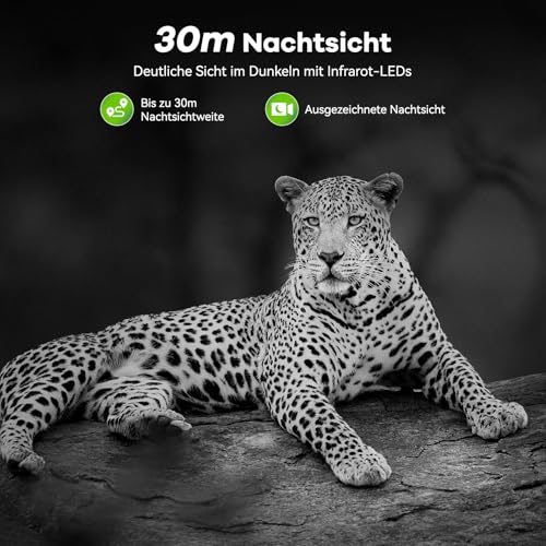 DEATTI Wildkamera mit Handyübertragung APP, 4K 48MP HD WLAN Bluetooth Wildkamera mit Bewegungsmelder Nachtsicht, 120 °Weitwinkel Wildtierkamera, IP66 Wasserdicht, 32GB SD Karte und 8*AA-Batterien