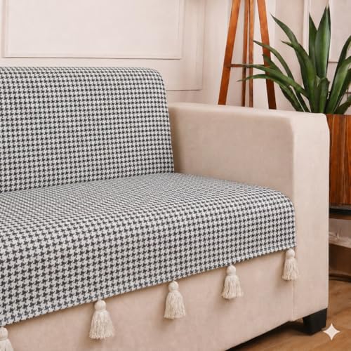 Image of STITCHNEST 'Nomad Weave Collection' 2 Seater Sofa Cover - Full Coverage| Elegant Jacquard Fabric, Decorative Tassels, Washable & Durable for Modern Living44
