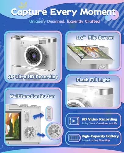 CADDLE & TOES Store CADDLE & TOES 48MP 4K Digital Camera for Kids & - Image 4