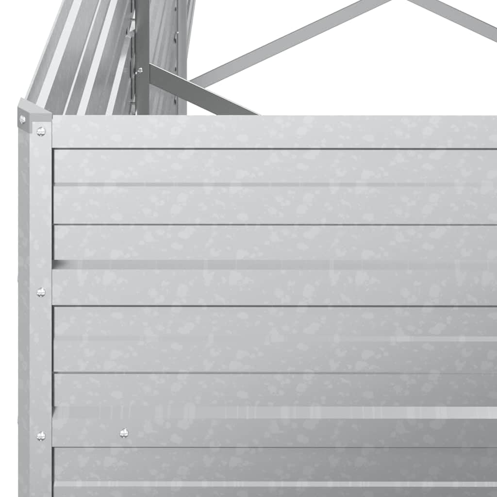 vidaXL Lit Surélevé de Jardin Jardinière Bac à Fleurs Pot de Plantes Lit de Plantation Balcon Extérieur 320x40x45 cm Acier Galvanisé Argenté