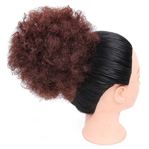 Fluffy Afro Kinky rizado Chignons Updo pelo moño sintético acogedor cordón coleta pelo Bun con banda ajustable pelo corto Donut Chignon