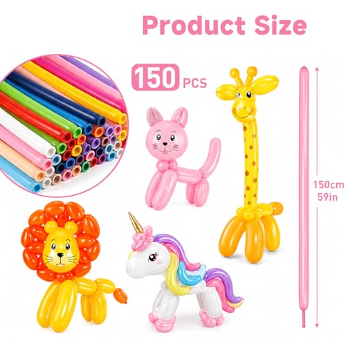 Image of 260 Balloons 150pcs long balloons, Colored Latex Twisting Balloons for Balloon Animal Modeling Balloon Art Party Decorations Birthday Parties Wedding Celebrations