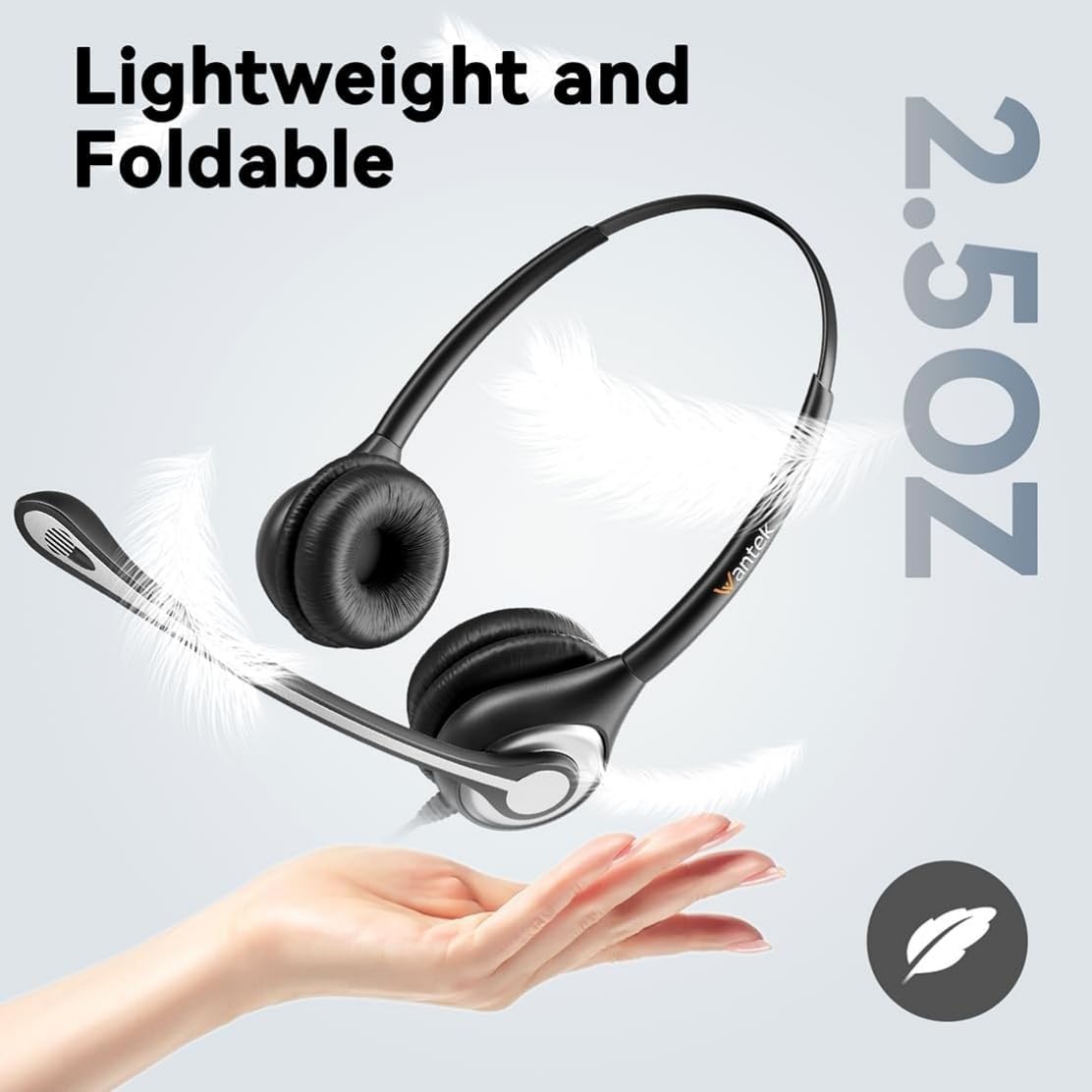 Auriculares USB con micrófono para PC, computadora portátil con botón de respuesta de llamadas para equipos MS y teléfonos IP, diseño ligero y cojines de espuma viscoelástica para comodidad durante 5