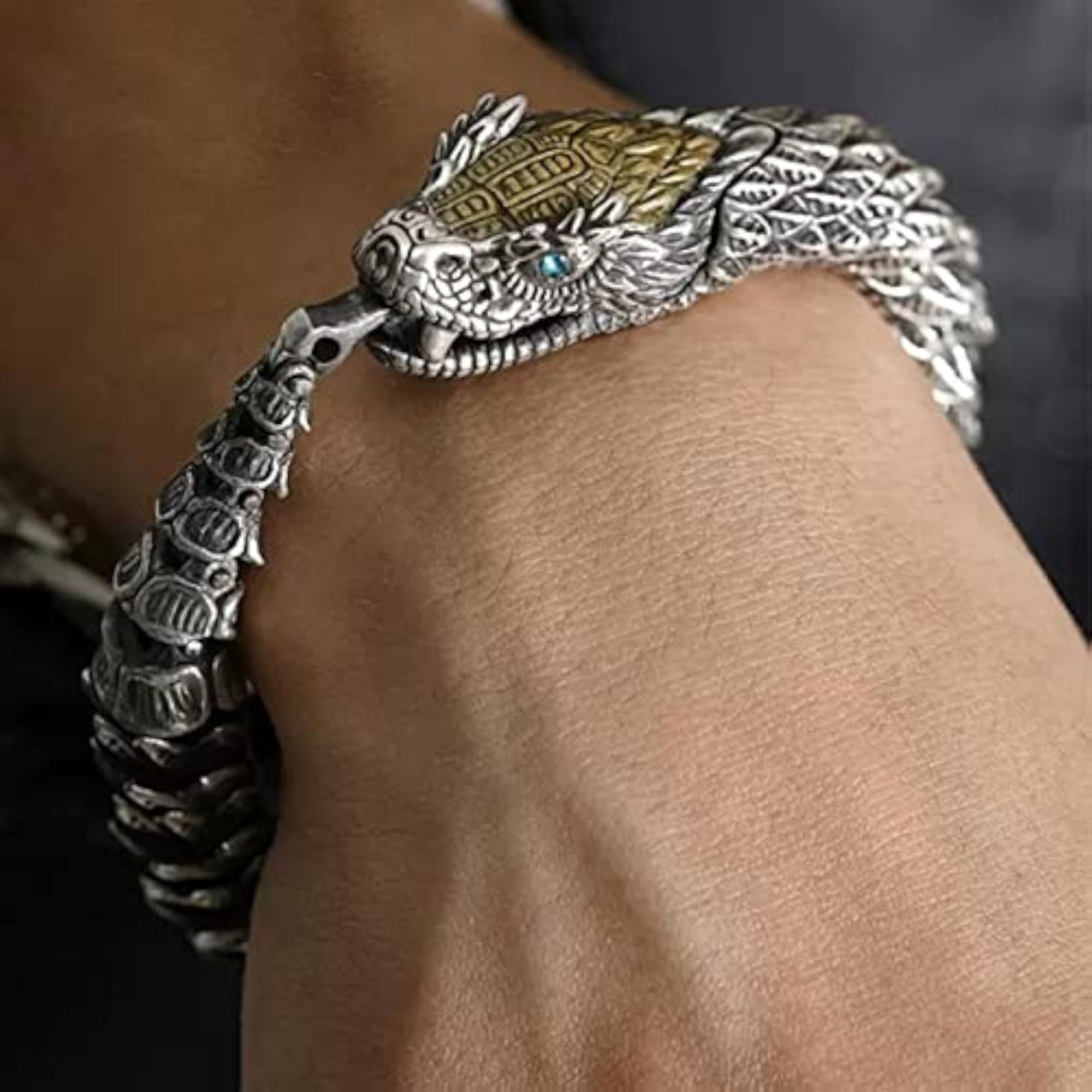Copper Gothic Dragon Shaped Link Bracelet