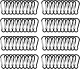 Towviy 80 Stück Karabiner Schlüsselanhänger Gefederter Verschluss Karabiner Mini Schwarz Aluminium Karabinerhaken Kürbisförmiger Feuerwehr Karabiner Kletterschnalle für Reisen Wandern (4.6cmx2.2cm)