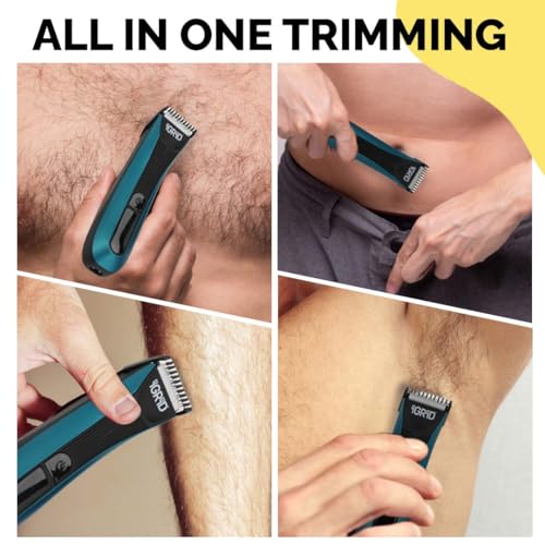 Image of iGRiD Senso Waterproof Cordless Body Trimmer for Men | Beard & Intimate Grooming Trimmer with Safe Edge Technology, Ceramic Blade, LED Display, Lithium Battery, 90 Min Runtime