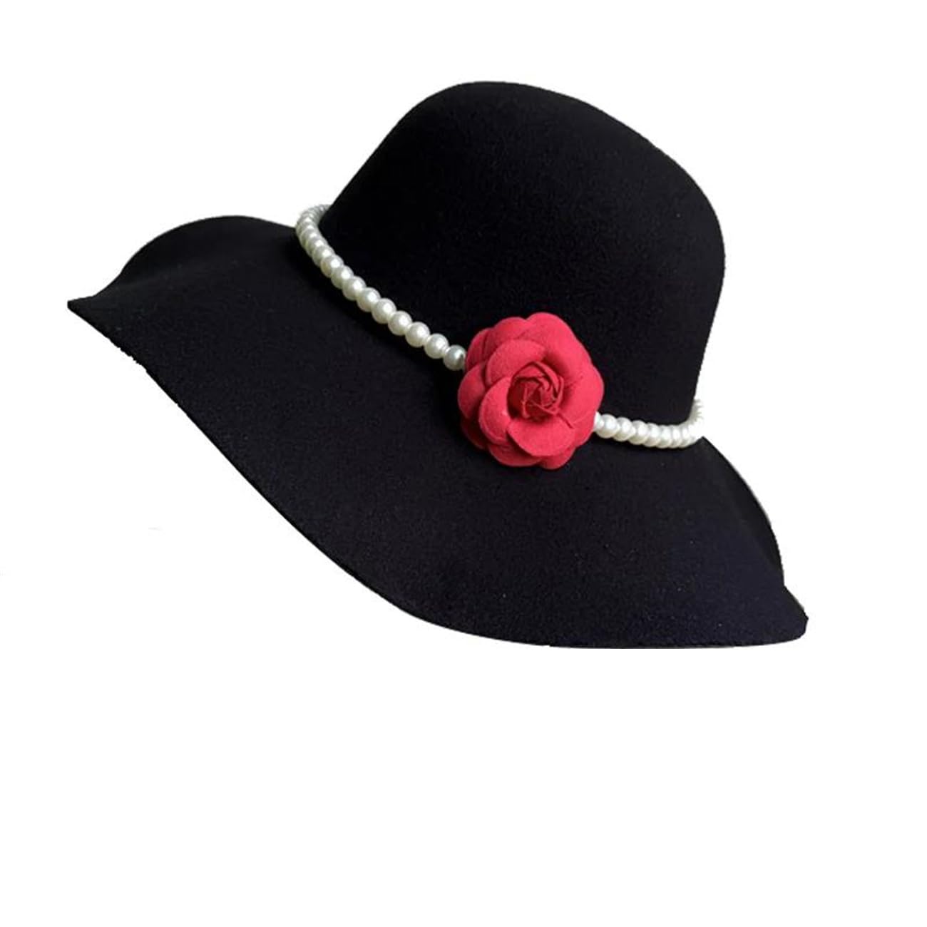 Francese Fedora Cappello Donna 10Cm Tesa Larga Feltro Cap Inverno E Autunno Matrimonio Jazz Cappelli