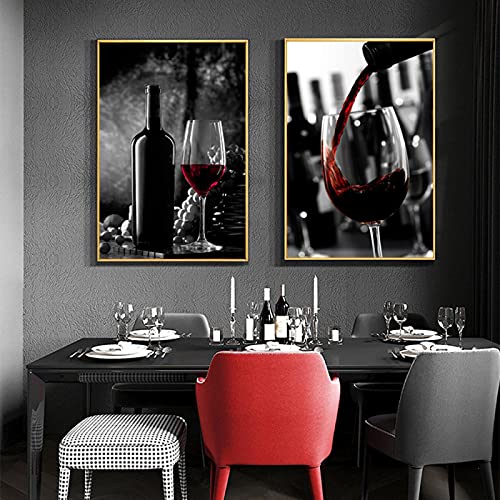 Olieverf Rode Wijn Cup Art Canvas Schilderij Bar Poster Woonkamer Gang Muurschildering Woondecoratie Muurschildering… - Image 3