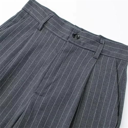 Women's Autumn Striped Straight Pants Elegant Pleated Long Pants2