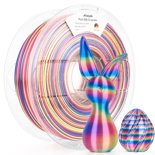 Image of AMOLEN Silk PLA 3D Printer Filament, Shiny Multicolor Rainbow PLA Filament 1.75mm, Fast Color Change PLA 3D Printing Filament for Most FDM 3D Printer, 1kg (2.2lbs), Blue Pink YellowGreen