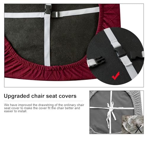 Image of Genina Waterproof Seat Covers for Dining Room Chair Cushion Covers Set of 6 | Jacquard Removable Machine Washable Kitchen Chair Seat Slipcovers,Pet Hair And Stain Protection,Stretch Chair Protector