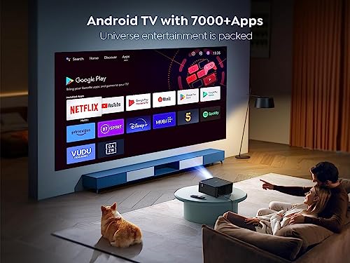 Yaber K2s Projector with Android TV, 800ANSI WiFi6 Bluetooth, Dolby Audio, Auto Focus & Keystone, Native 1080P 4K Supported, Movie Projector with... - Image 4