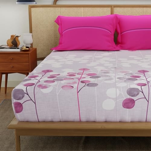 Image of Urban Space Divine 100% Cotton Bedsheets for Double Bed with 2 Pillow Covers, Double Bedsheet (Size 90 inch x 100 inch, Mars Purple)