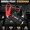 BRPOM Arrancador de Coches, 8000A 21800mAh Arrancador de Baterias de Coche 12V(para 8.0L de Gasolina o 6.5L de Diésel), Jump Starter Portátil, Carga Rápida QC3.0, Espera Larga #1