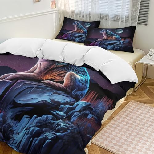 Housse de couette loup impression haute définition microfibre - 5