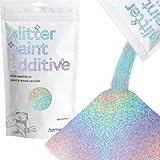 Hemway Glitter Paint Additive Crystals for Acrylic Emulsion Paint, Interior & Exterior Walls, Wood, Varnish, Matt, Gloss, Furniture 100g / 3.5oz - Microfine (1/256' 0.004' 0.1mm) - Silver Holographic