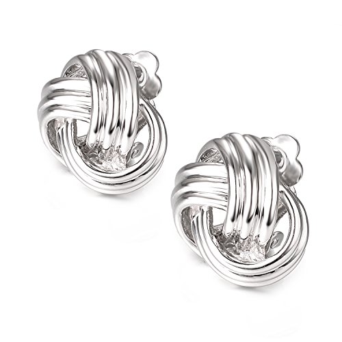 Image of Yoursfs Gold Textured Knot Clip On Earrings for Women Non Pierced Earring 18K Gold Plated Double Half Hoop Earrings Trendy Jewelry