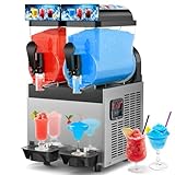 Commercial Slushy Machine, 8Gal/30L, 4Gal×2 Tanks Commercial Margarita Machine, 110V Commercial Slushie Machine, Frozen Drink Machine for Restaurant Bar Home Party Cocktail Alcohol Beverage