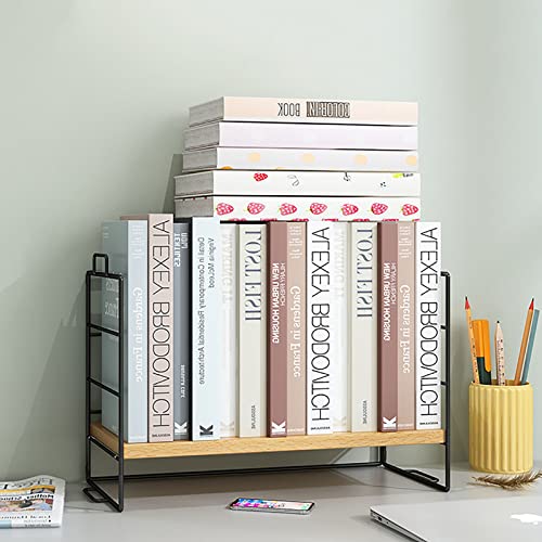 Étagère de rangement de bureau, bibliothèque multifonction pour bureau, maison, étagère de bureau, support de bureau, bibliothèque (couleur bois, 2 niveaux) - Image 5