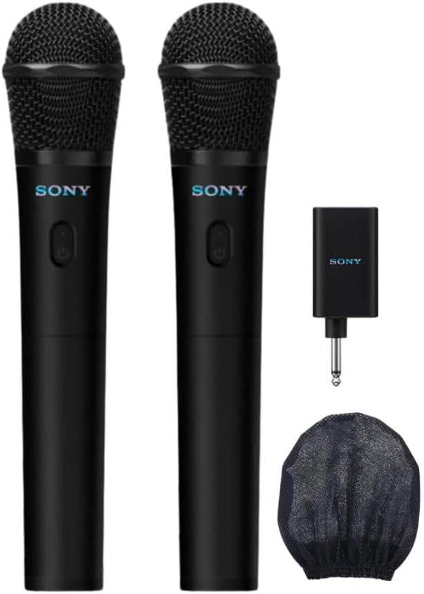 Sony ULT Mic Wireless Karaoke Black Microphone and Receiver with Duet Assist Bundle with Disposable Microphone Cover (2 Items)