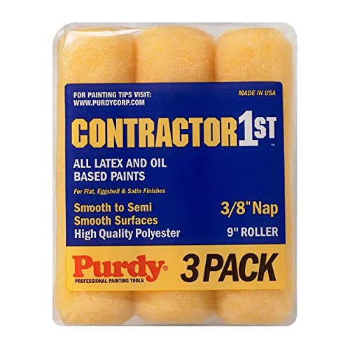 Purdy Contractor 1st Polyester 3/8 in. x 9 in. W For Smooth to Semi Smooth Surfaces 3 pk Paint Roller Cover