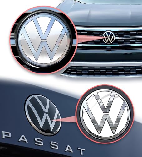 Image of IPG Decal Made for VW 2021 Passat Polo Tiguan Golf Rear /Front Emblem Logo Decals Stickers Set (4 Units) (Gloss White)