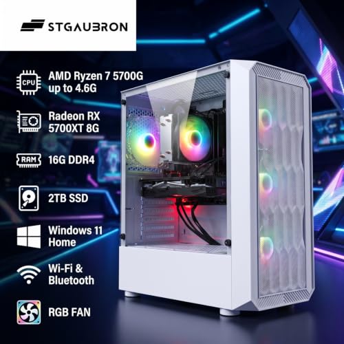 Image of STGAubron Gaming PC Desktop,R7 5700G,RX 5700XT 8G,16G DDR4,2T SSD