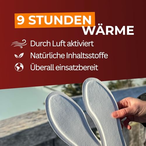 THERMOPAD Sohlenwärmer - DAS ORIGINAL: 5, 10 oder 30 Paar Wärmepads (erhältlich in 5 Größen) - Einlegesohle für 8 Stunden Wärme I Fußwärmer Pads I Extra warme Wärmesohle L für Schuhe & Skischuhe