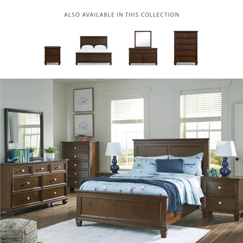 Image of Signature Design by Ashley Danabrin Traditional Queen Panel Bed with Tapered Feet, Foundation or Box Spring Needed, Dark Brown