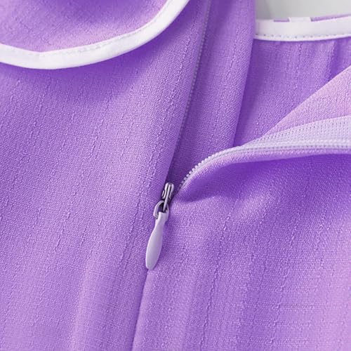 Lmdudan Girls Cute Collared Puff Sleeve Dress Toddler Baby Loose Crewneck Summer A-Line Princess Dresses for 3-14 Years3