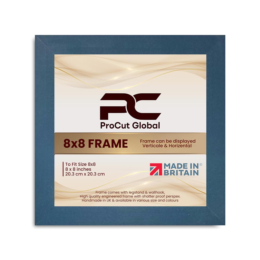 Procut Global 9X9 Navy Blue Picture Frames - Modern Wooden Photo Frame with Shatterproof Perspex for Wall or Tabletop - Perfect for Posters, Certificates, Prints - Sizes & Colors Available