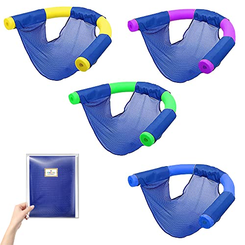 The Dreidel Company Pool Noodle Mesh Chair for Floating Pool Noodle, Only Swimming Net Lounge Chair Seat, Great for Water Relaxation (4-Pack)