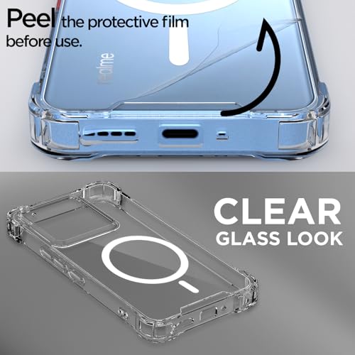 Image of Pikkme Back Cover for Realme GT 7 5G / GT 7T 5G Mag-Safe Shockproof PC + TPU Protective Case Magnetic Support Bumper Case (Transparent Mag-Safe)