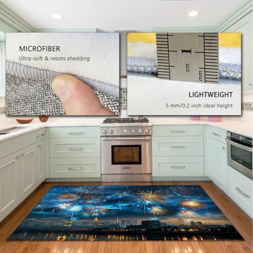Tapis antidérapant lavable feux d'artifice grand format - 5