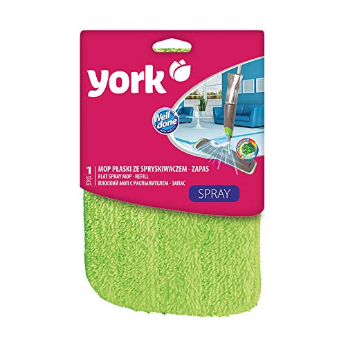 Image of YORK Flat Spray Mop Reusable Microfiber Drying & Down Washing Function Pad Refill for Dry or Wet Easy-to-Attach, Machine Washable Floor Cleaning in Green Color Size 42.5 * 14.5 CM [081230] (Pack of 1)