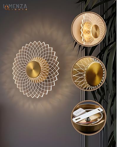 Image of Luxury Spiral Pattern 3-in-1 LED Wall Lamp (Pack of 2) Fancy Lights for Living Room, Bedroom Wall Decor, Home Decoration Items, Ceiling, Hallway & Pooja Room Lighting Set(Golden Finish)