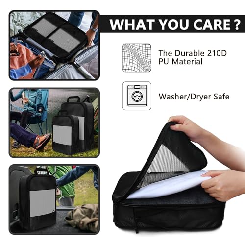 Compression Packing Cubes for Suitcases,5 Set Travel Essentials, Lightweight Luggage Organizer Bags, Travel Cubes for Carry on - Image 8