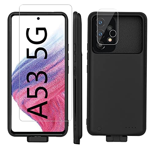 A53 Battery Case For Samsung Galaxy A53 5g, 5000mAh Backup Power Bank External Battery for Galaxy A53 portable Charging Cover charger case with A53 5g screen protector Camera Protector