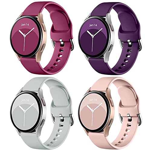 Lot de 4 bracelets de montre compatibles avec Samsung Galaxy Watch 4 Band 40mm44mm,Galaxy Watch 4 Classic Band 42mm46mm,bracelet de rechange en silicone 20mm pour Galaxy Watch 4/5 hommes femmes,Grand
