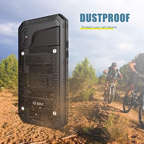 Mitywah Shockproof Case Compatible With Iphone Xs Max, Waterproof Full Body Protective Cover Built-In Screen Protection Armor Military Grade Heavy Duty Metal Shell With Impact Resistant Bumpers,Black #TOP3
