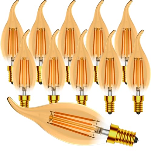 Ampoule flamme E14 LED vintage en verre ambré C35 haute brillance style Edison