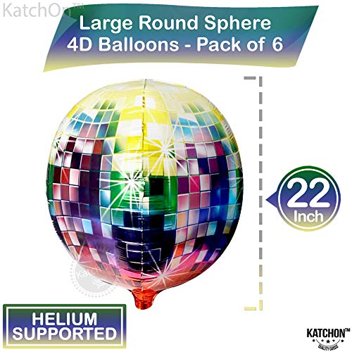 Image of KatchOn Jumbo Disco Ball Balloons - 22 Inch, Pack of 6 | Disco Balloons for 70s, 80s, 90s Parties & Bachelorette Decorations, Multicolor | Birthday Party Decorations